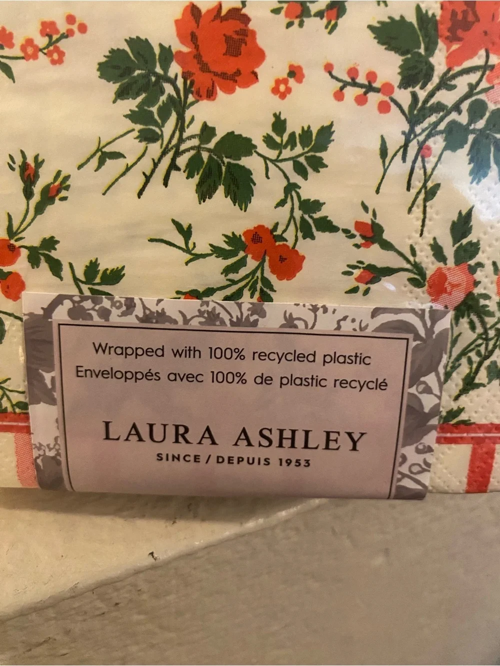 Laura Ashley Floral Paper Napkins in White, Red, Green